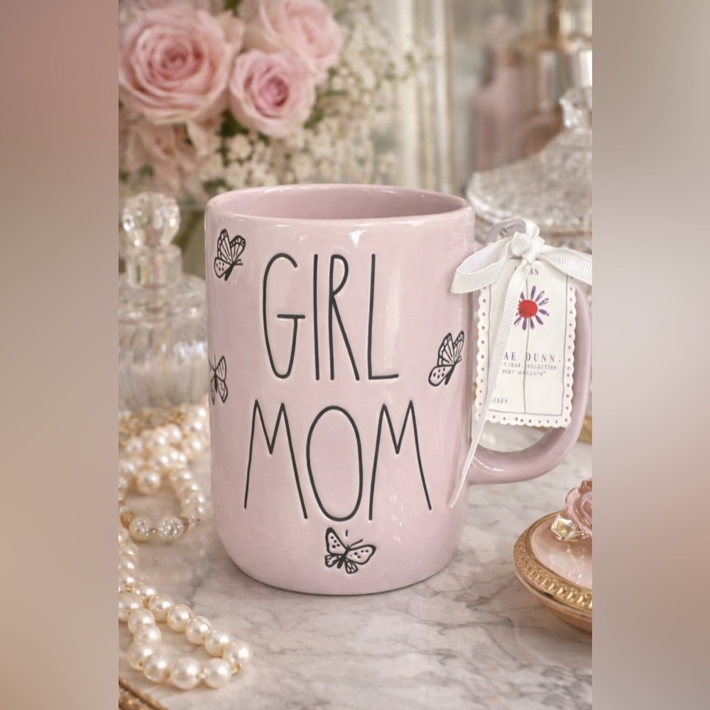 ✨ Rae Dunn “GIRL MOM” Butterfly Mug – Pink ✨